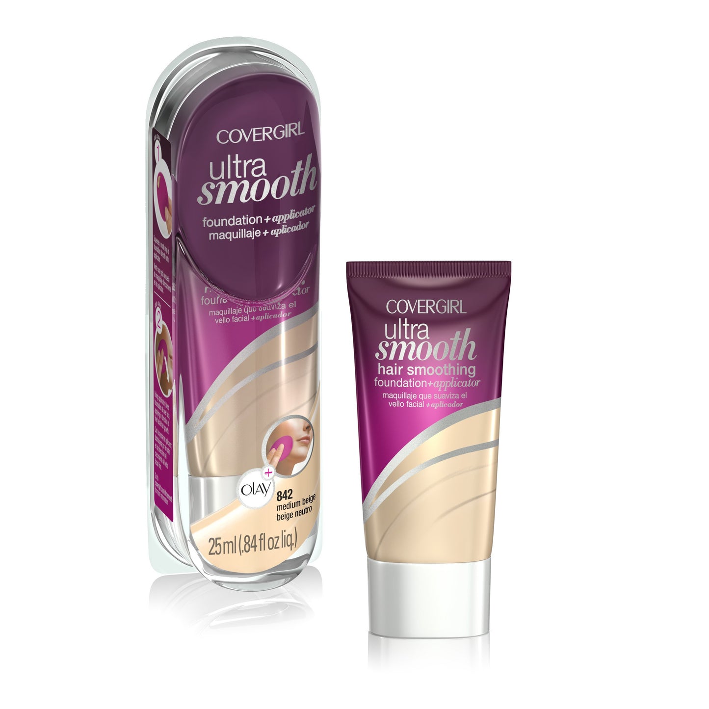 CoverGirl Ultrasmooth Foundation Plus Applicator, Medium Beige 842, 0.85 Fluid Ounce