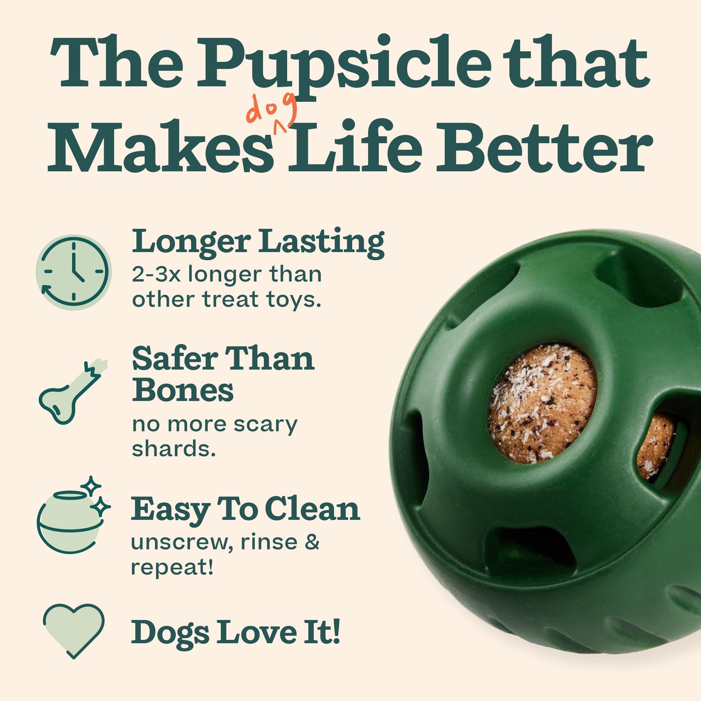 WOOF Starter Pack – Interactive Dog Toys, Silicone Treat Molds, Chicken-Flavored Healthy Treats, Pupsicle Enrichment Toy for Large Dogs (25–75 lbs)