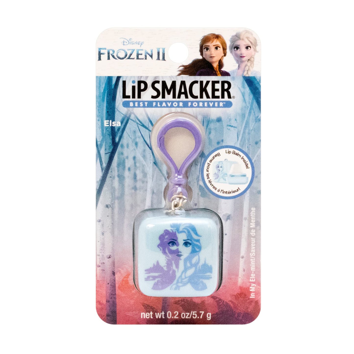 Lip Smacker Disney Frozen 2 Cube Keychain Flavored Lip Balm, Elsa, In My Ele-Mint, Clear, For Kids