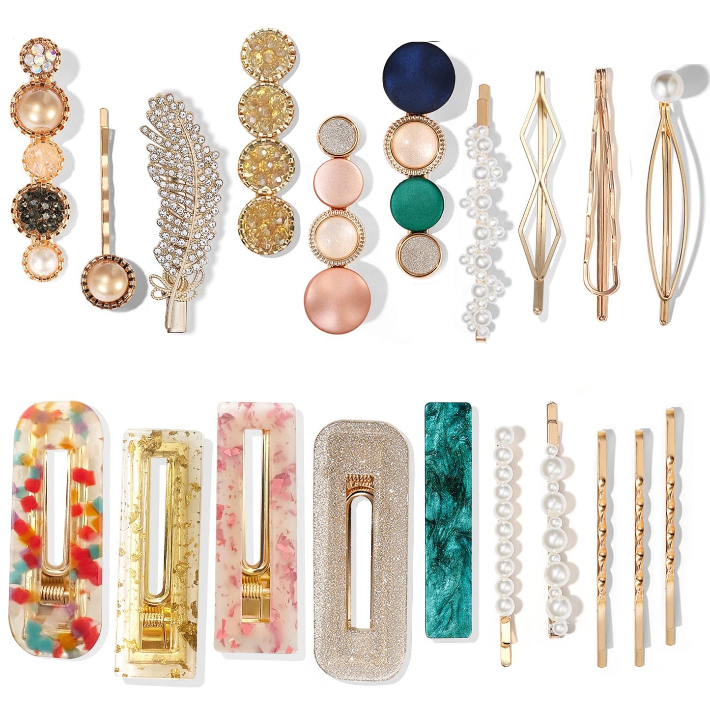 Mehayi 20 PCS Pearl Hair Clips Set Fashion Korean Acrylic Resin Hair Barrettes, Bobby Pins Hairpins for Women and Ladies Girls Headwear Styling Tools Beauty and Personal Care Mehayi Default Title