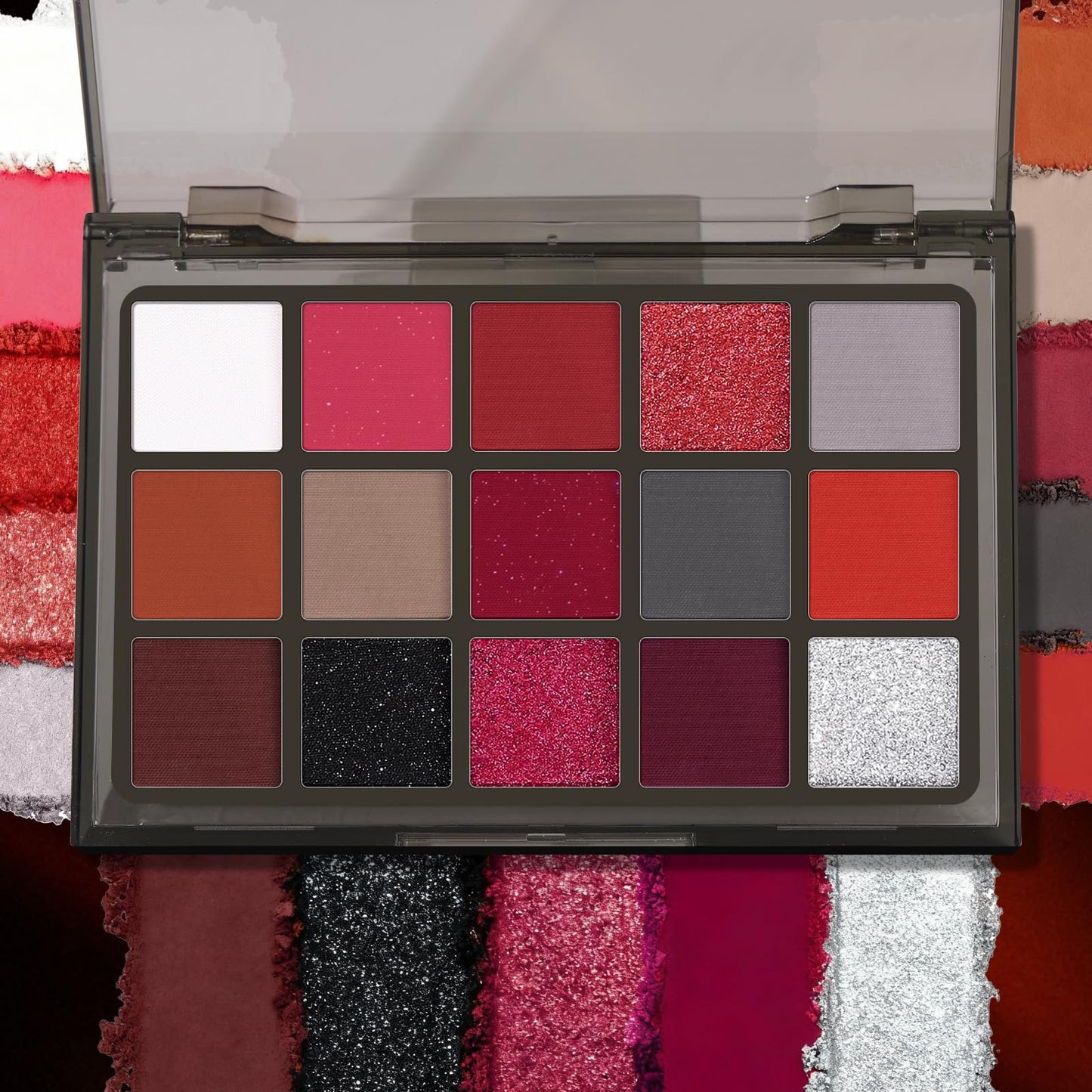 UCANBE Red Eyeshadow Makeup Palette, 15 Colors Burgunry Gray Silver Shimmer Matte Glitter Metallic Eye Shadow Pallet, Pigmented Make Up Kit Beauty and Personal Care UCANBE