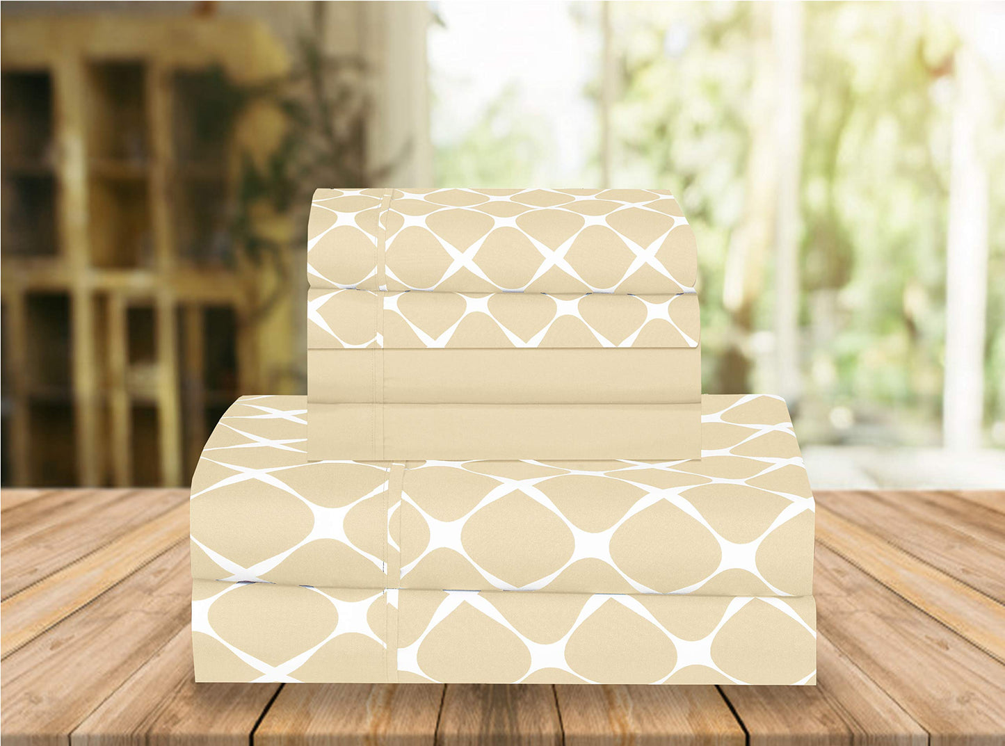 Elegant Comfort Luxury Soft Bed Sheets Bloomingdale Pattern - 1500 Premium Hotel Quality Microfiber Softness Wrinkle and Fade Resistant (6-Piece)