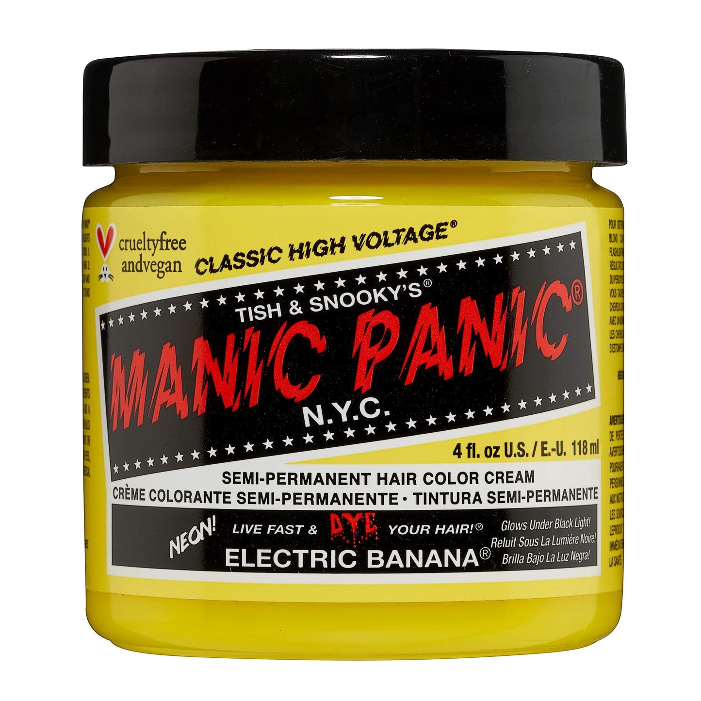 MANIC PANIC Classic Electric Banana Semi Permanent Hair Color - Bright Neon Yellow Hair Dye for Women & Men That Lasts 4-6 Weeks - Vegan, Ammonia