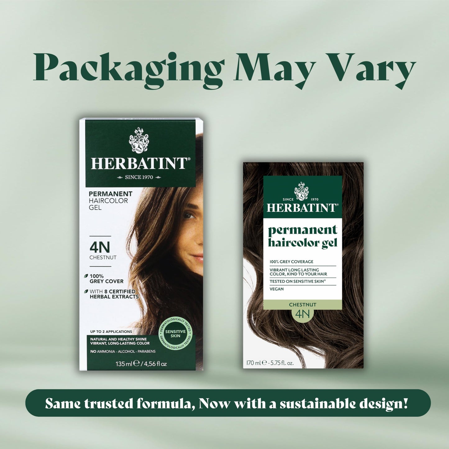 Herbatint Permanent Haircolor Gel, 4N Chestnut, Alcohol Free, Vegan, 100% Grey Coverage - 4.56 oz (3 Pack)