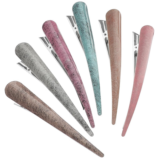 Duck Billed Hair Clips: 6pcs Decorative Alligator Hair Clips - Acrylic Barrettes for Women Girls (Mixed Color)