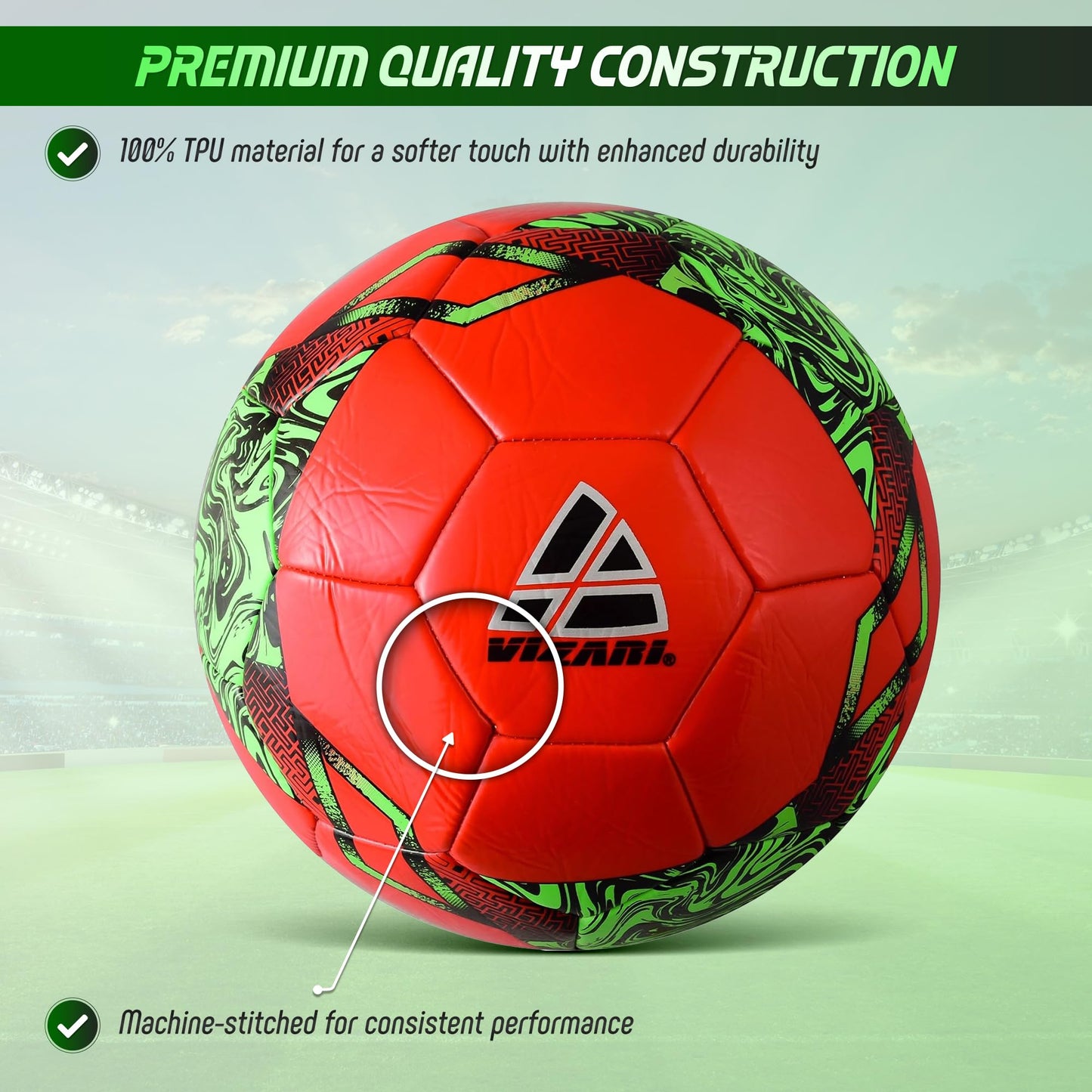 Vizari Toledo Soccer Ball for Kids, Youth, Adults - Size 3,4,5 - Practice & Match, Indoor & Outdoor Soccer Ball for Boys, Girls (Pack of 1, 6, & 12)