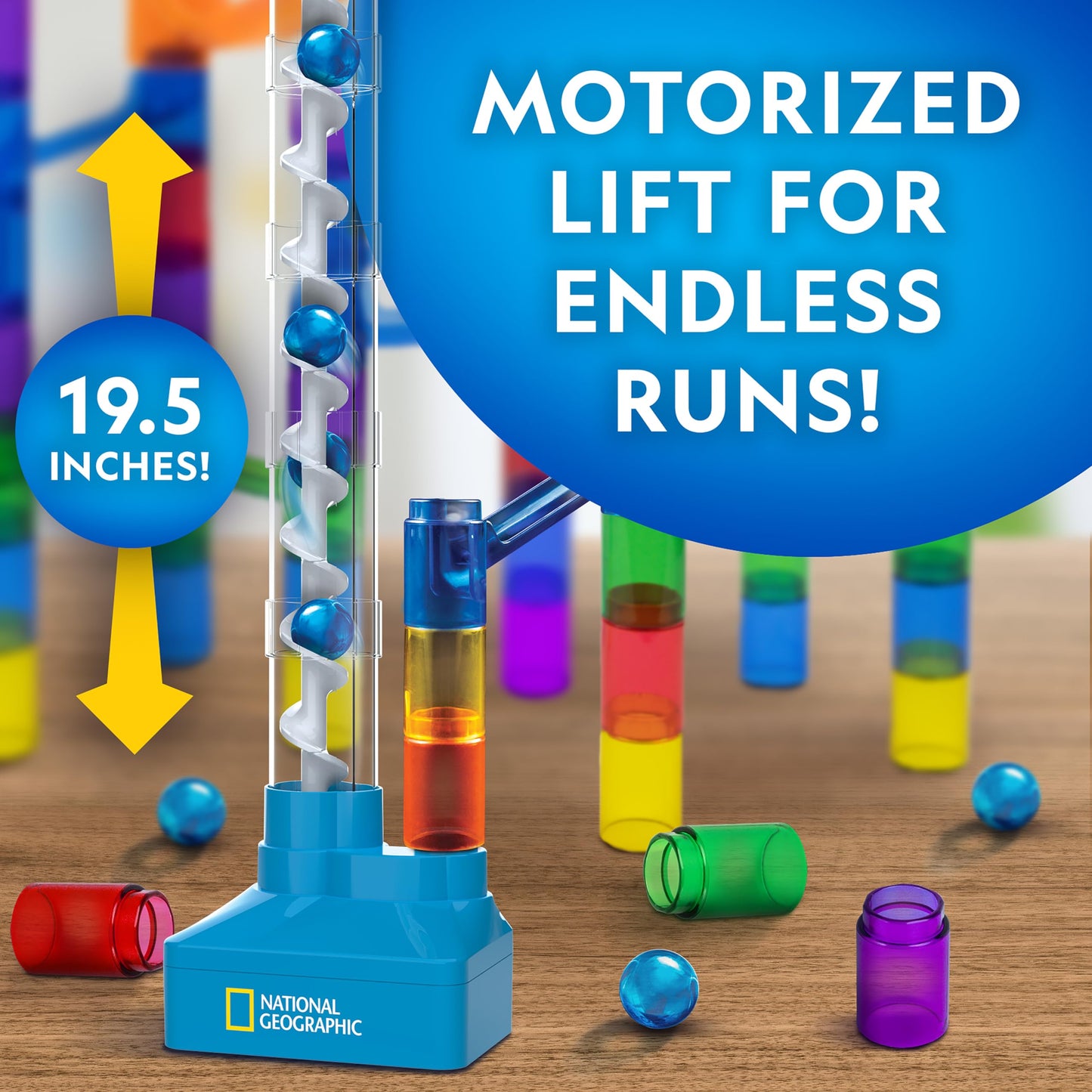National Geographic Magnetic Marble Run 75pcs – STEM Building Set with Tracks, Trick Pieces & Marbles for Kids & Adults Marble Maze