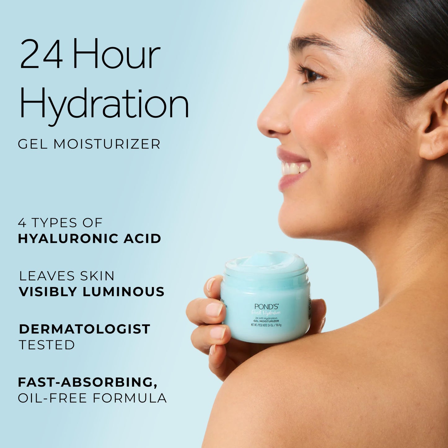 POND’S Fresh Hydration Gel Face Moisturizer, 24HR Hydration with Hyaluronic Acid, Vitamin E & B3 Niacinamide, Alcohol-Free, Oil-Free, Dermatologist Beauty and Personal Care POND'S