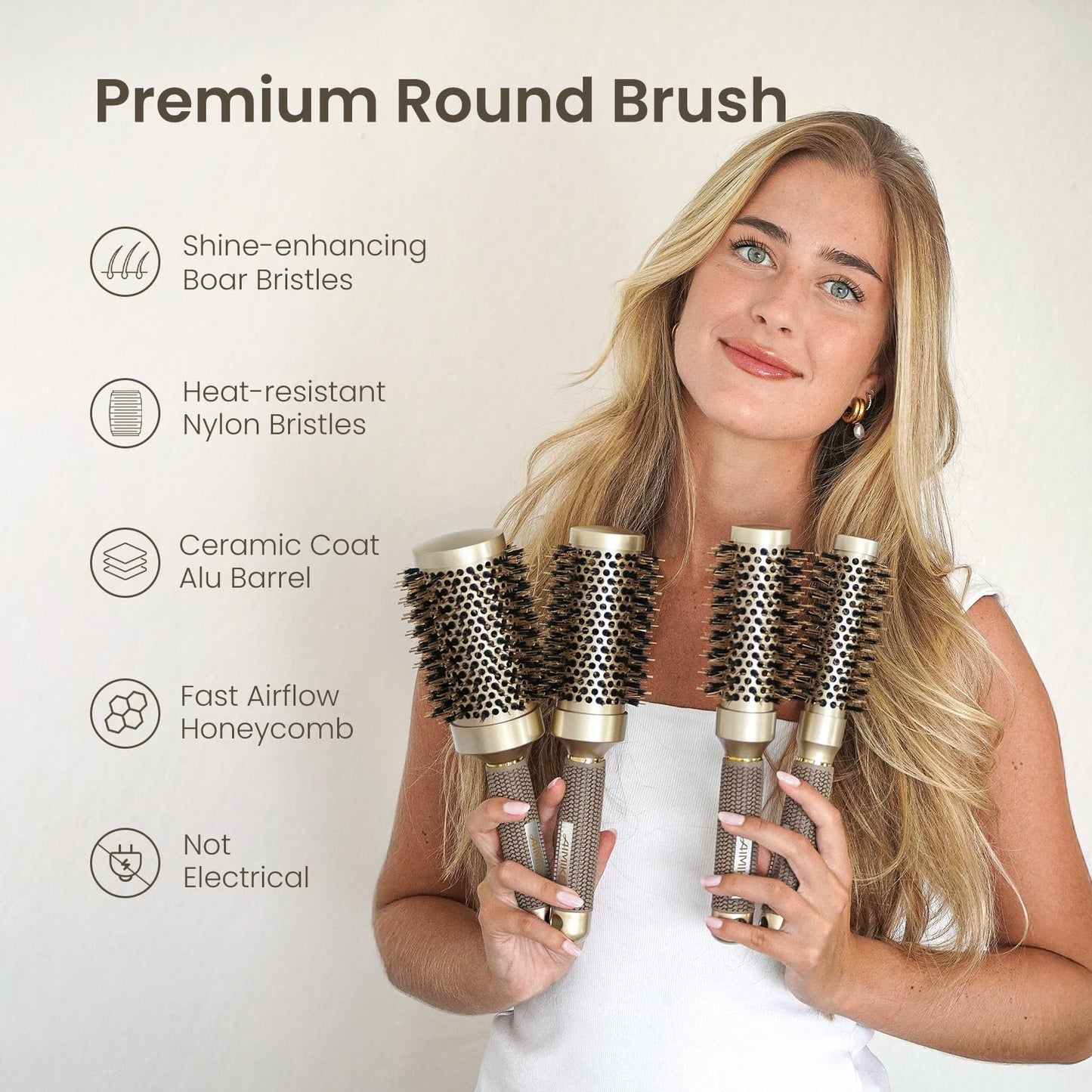 AIMIKE Round Brush for Blow Out, Small Round Hair Brush Nano Thermal Ceramic & Ionic Tech, for Blow Drying & Styling, Curling and Shine - 2.4 inch Beauty and Personal Care AIMIKE