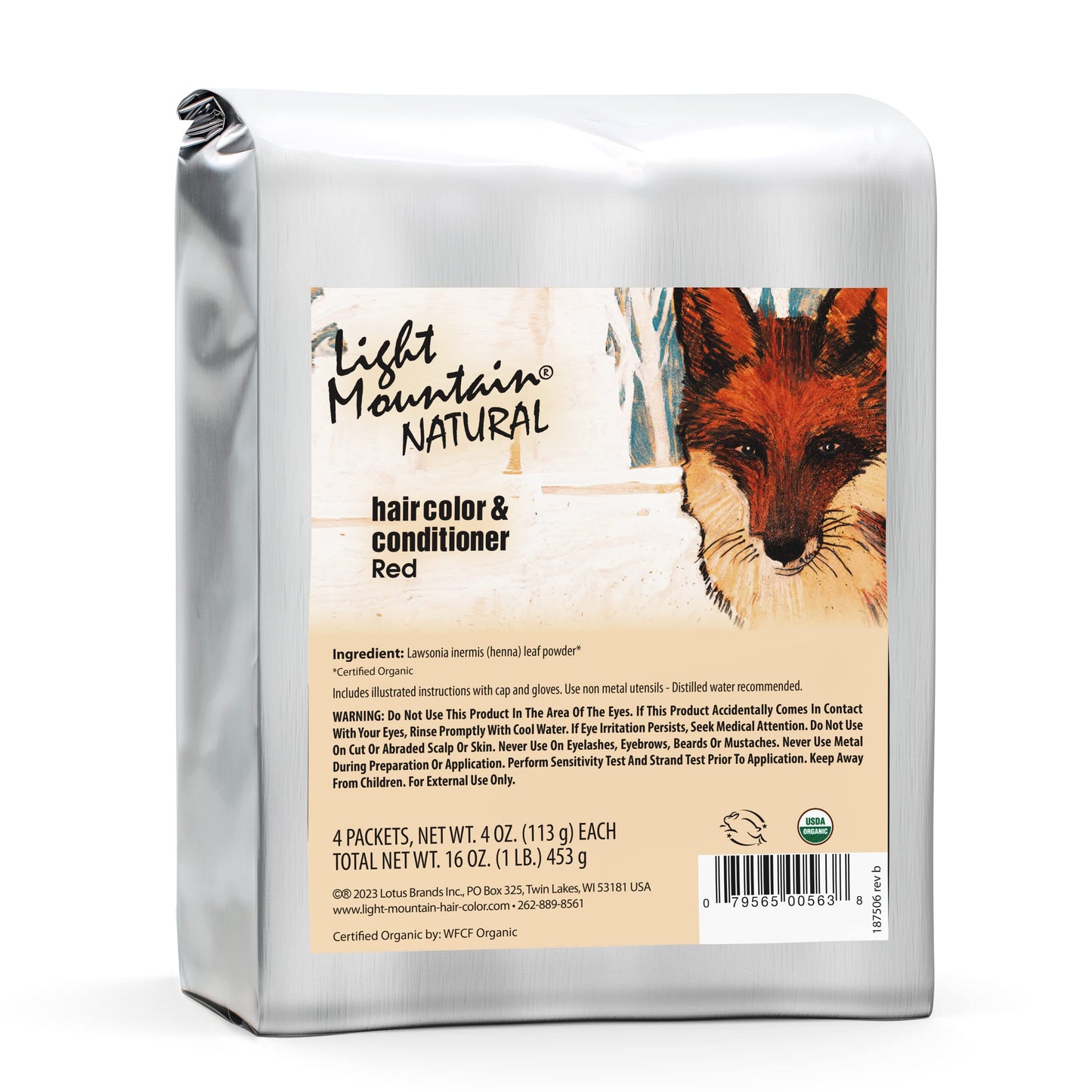 Light Mountain Henna Hair Color & Conditioner - Red Hair Dye, Organic Henna Leaf Powder and Botanicals, Chemical-Free, Semi-Permanent Hair Color + 4