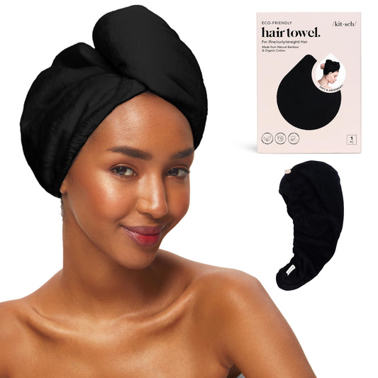Kitsch Satin Microfiber Hair Towel Wrap for Women - Super Absorbent, Quick Dry, Anti-Frizz - for Long and Short Hairs, Turbans for Women, Wet Beauty and Personal Care Kitsch Default Title