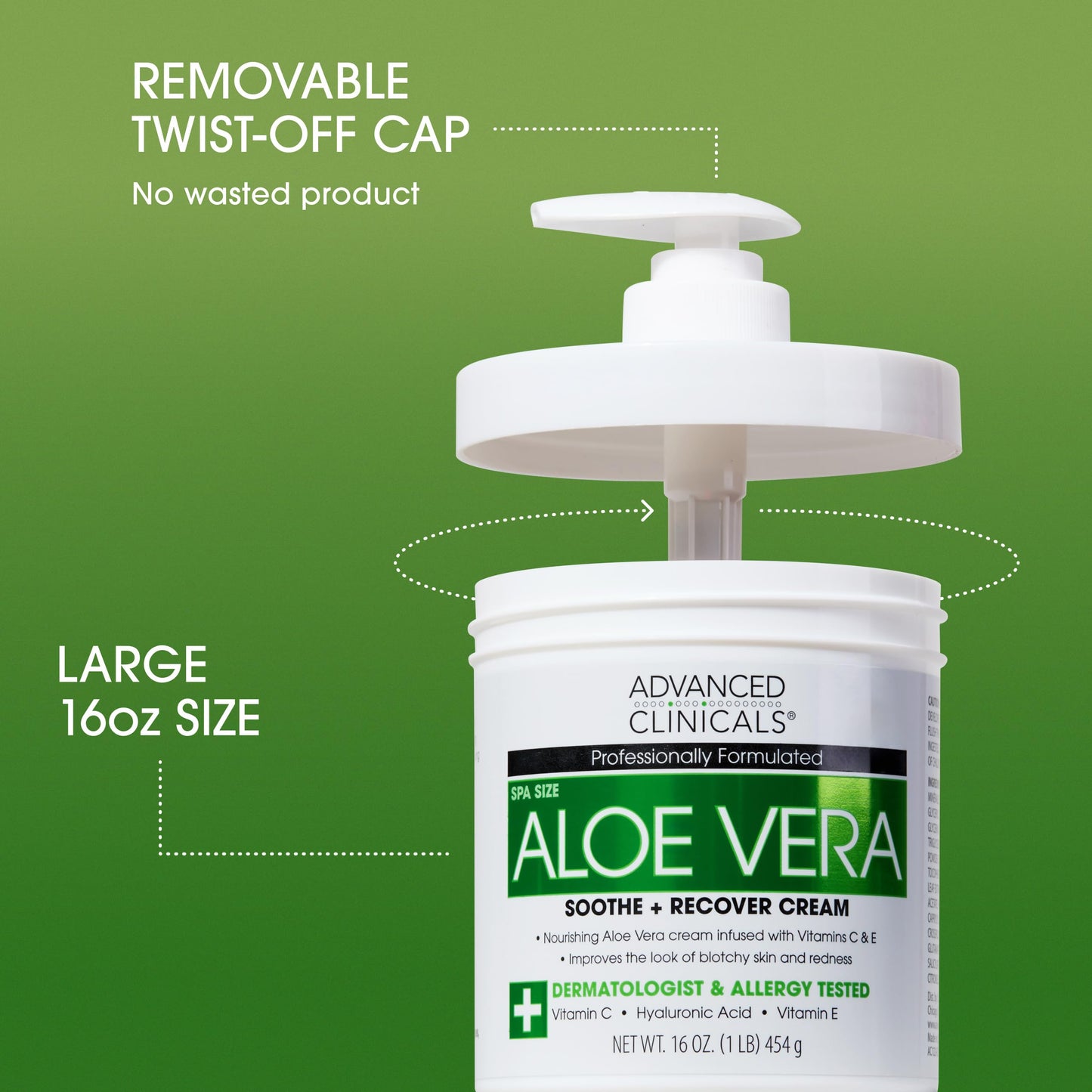 Advanced Clinicals Aloe Vera Lotion Skin Care Relief | Vitamin E Infused Hyaluronic Acid Moisturizer & Vitamin C Body Lotion For Women & Men Helps