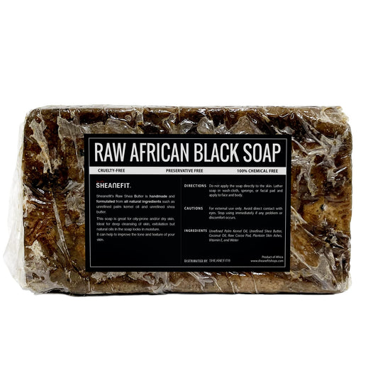 Sheanefit Raw African Black Soap Bar - For All Skin Types - Face, Body, Hair Soap Bulk Bars (15 Ounce (Pack of 1) Beauty & Personal Care Sheanefit