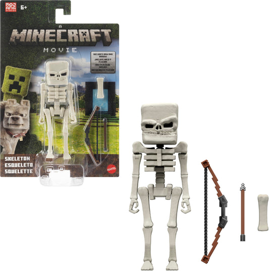 Mattel Minecraft Action Figure & Accessories Set, 4-inch Skeleton Posable Character Collectible Inspired by A Minecraft Movie
