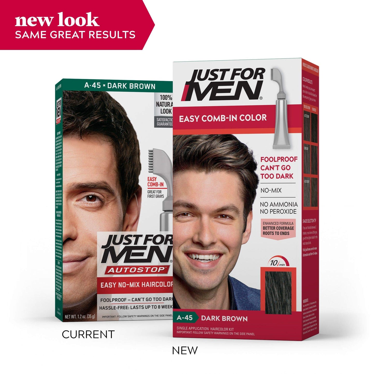 Just For Men Easy Comb-In Color #A-45 Dark Brown (Pack of 2)