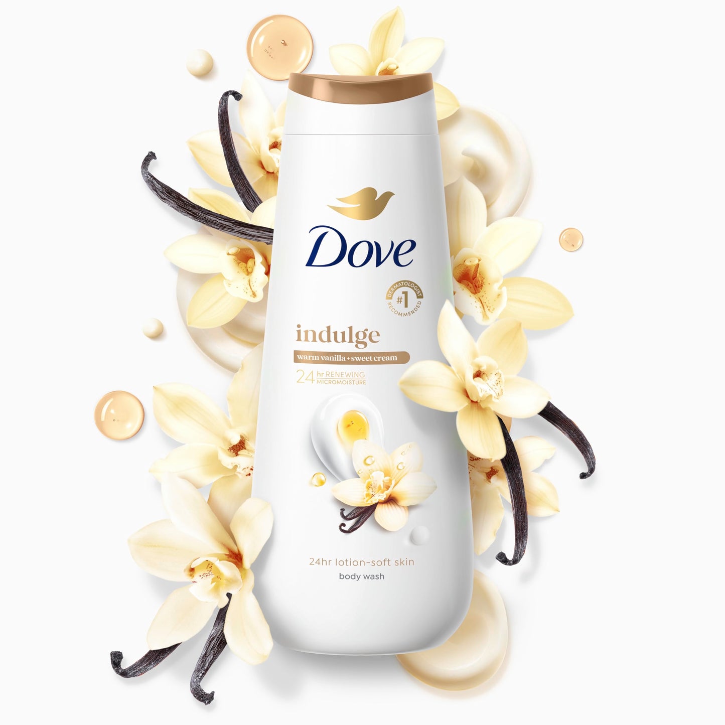 Dove Vanilla Body Wash for Deeply Moisturized & Hydrated Skin 20 FO