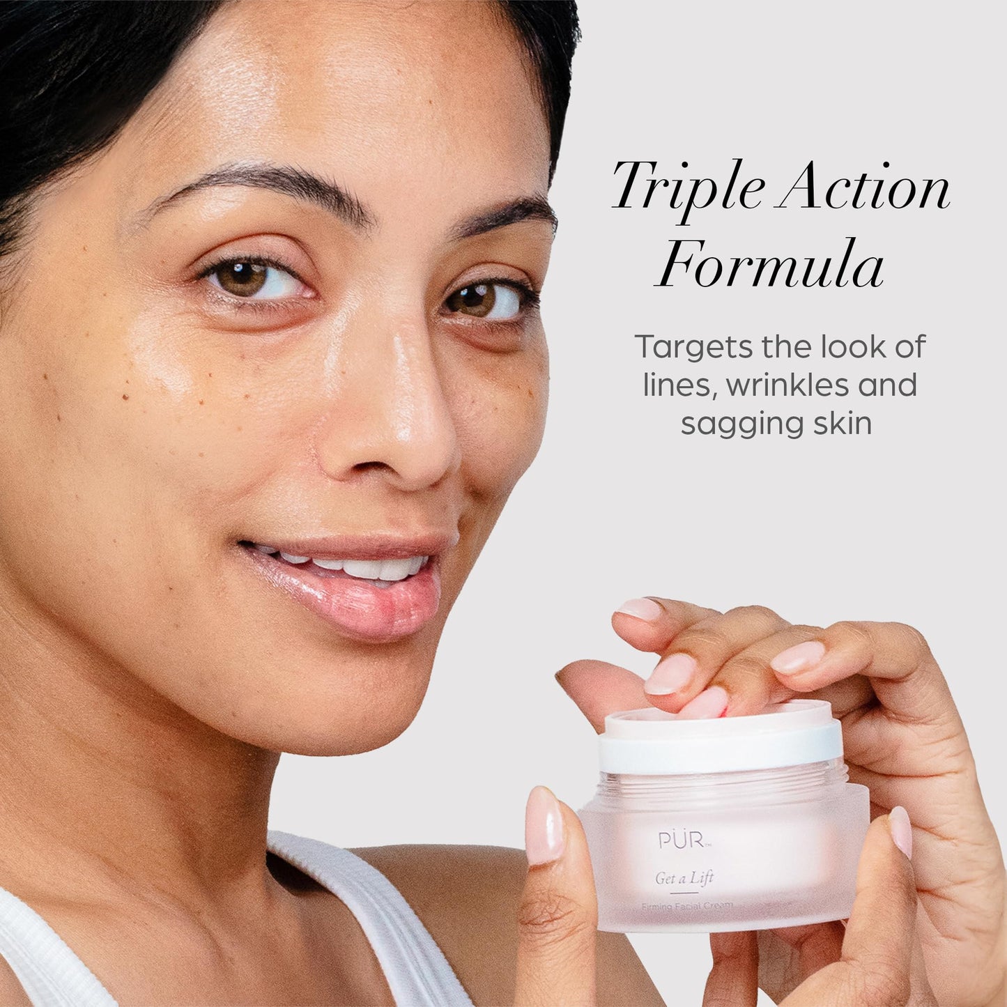 PÜR MINERALS Firming Facial Cream, Get a Lift by Triple-Action Lightweight Moisturizer for Face & Neck Tightens Sagging Skin & Restores Firmness