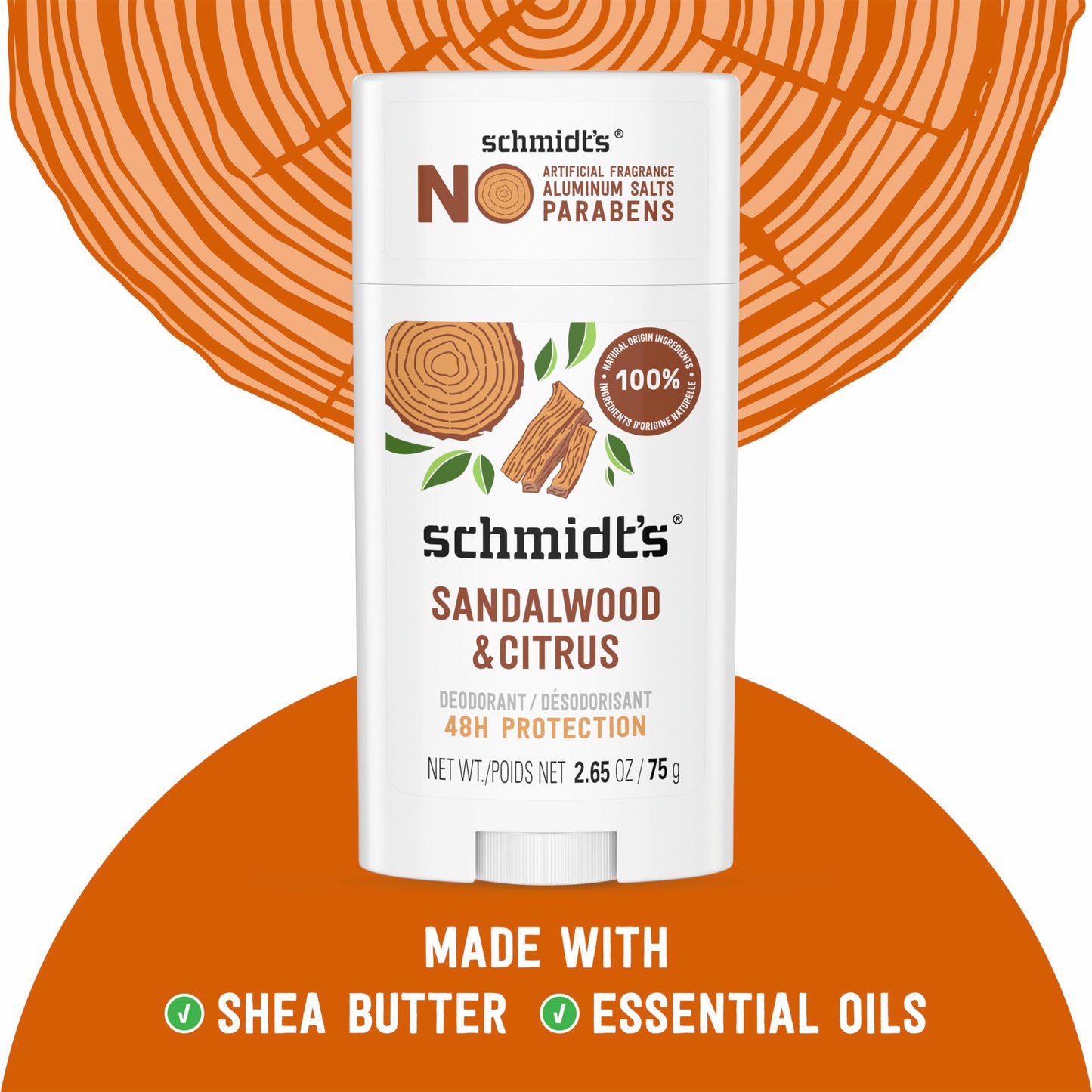 Schmidt's Aluminum-Free Vegan Deodorant Sandalwood & Citrus 2 Count for Women and Men, with 24 Hour Odor Protection, Natural Ingredients Beauty and Personal Care Schmidt's