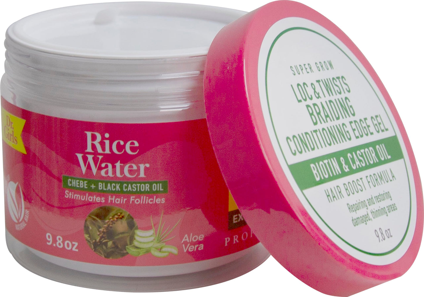 Dr Girls Locs & Twists Braiding Conditioning Edge Gel/Chebe and Black Castor Oil/ 9.8oz/ 48 Hours Hold