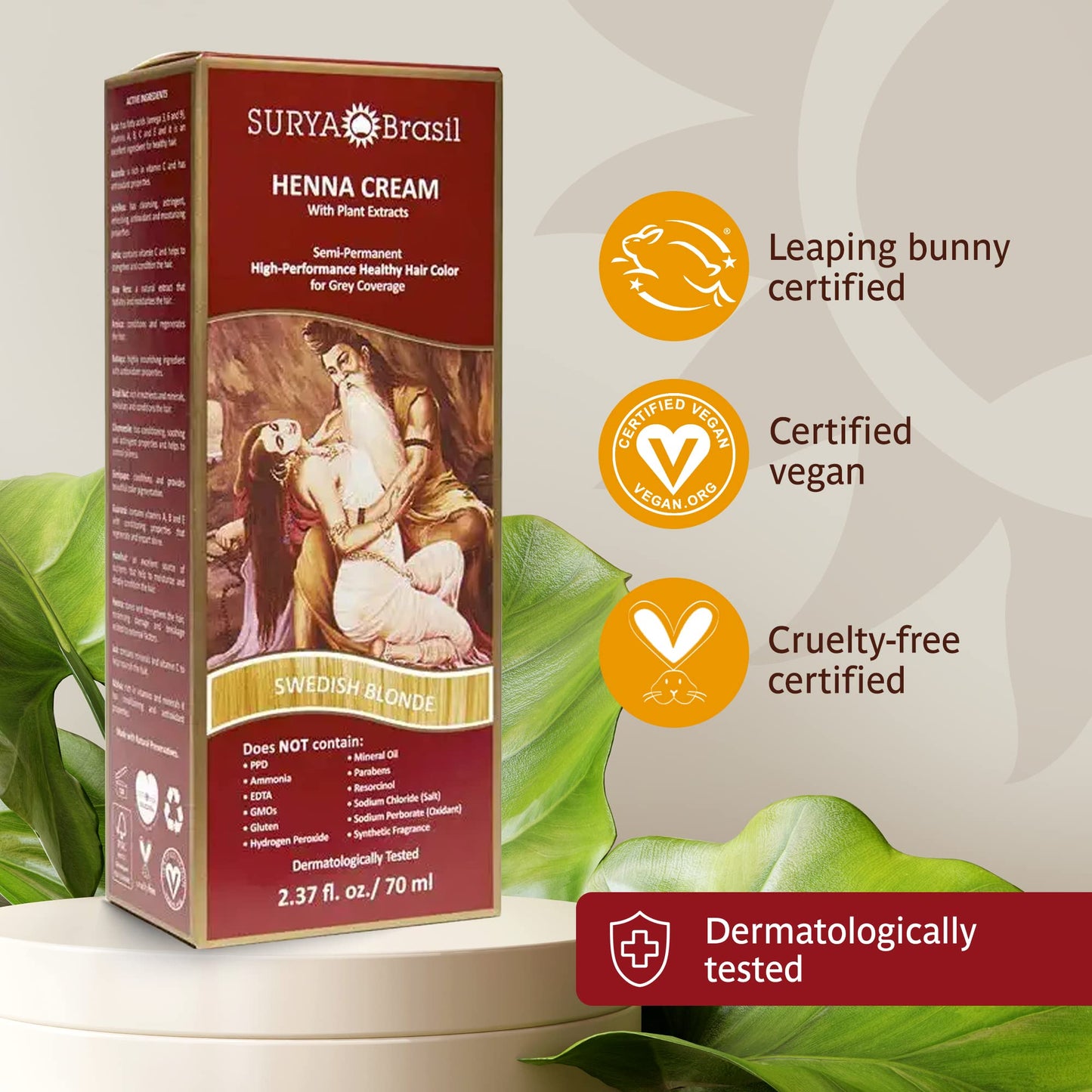 Surya Brasil Products Henna Cream, Swedish Blonde, 2.37 Fluid Ounce
