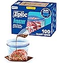 Ziploc Quart Food Storage Freezer Bags, Grip 'n Seal Technology for Easier Grip, Open, and Close, 100 Count