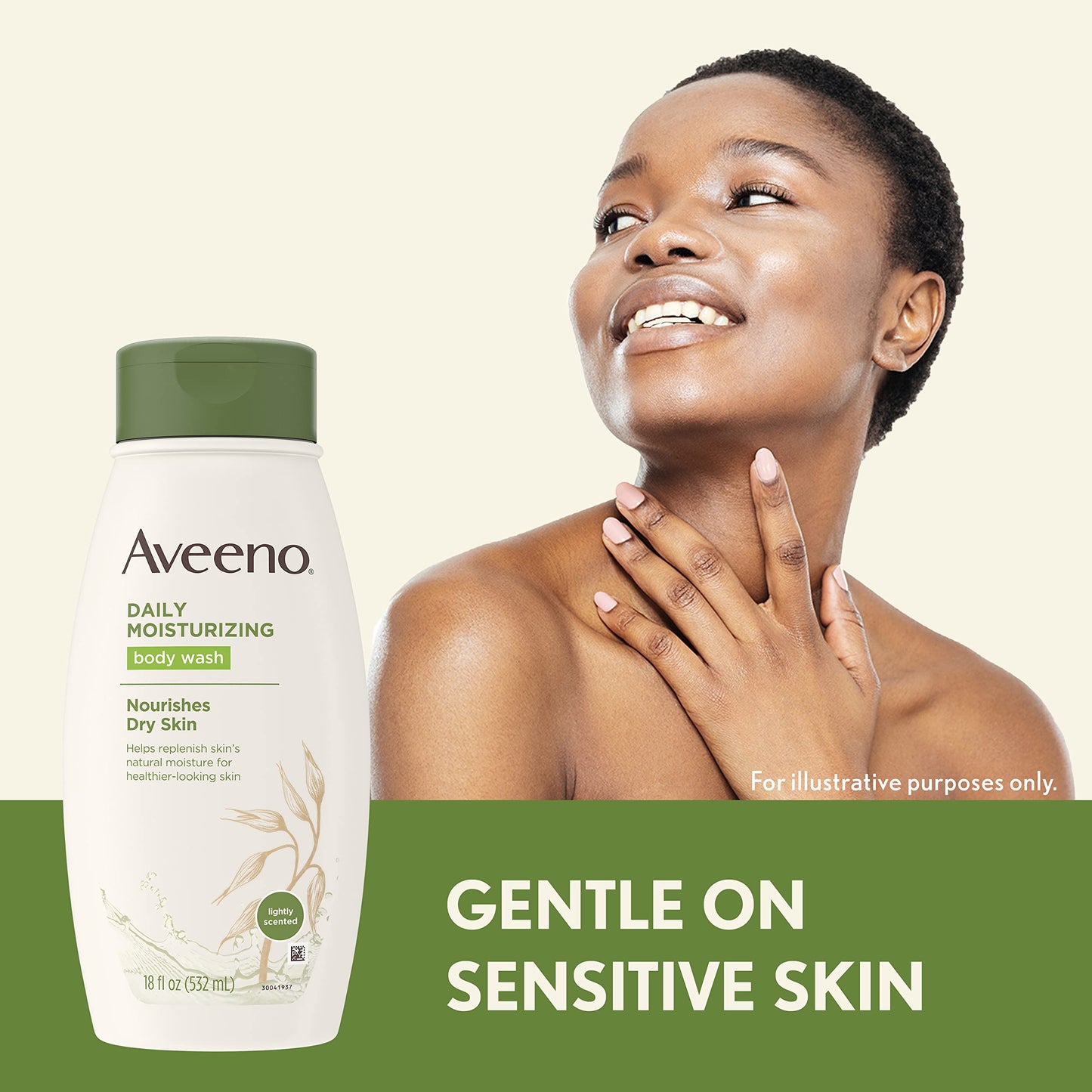 Aveeno Daily Moisturizing Body Wash for Dry Skin with Soothing Oat ; Rich Emollients, Creamy Shower Cleanser, Gentle, Soap-Free and Dye-Free, Light