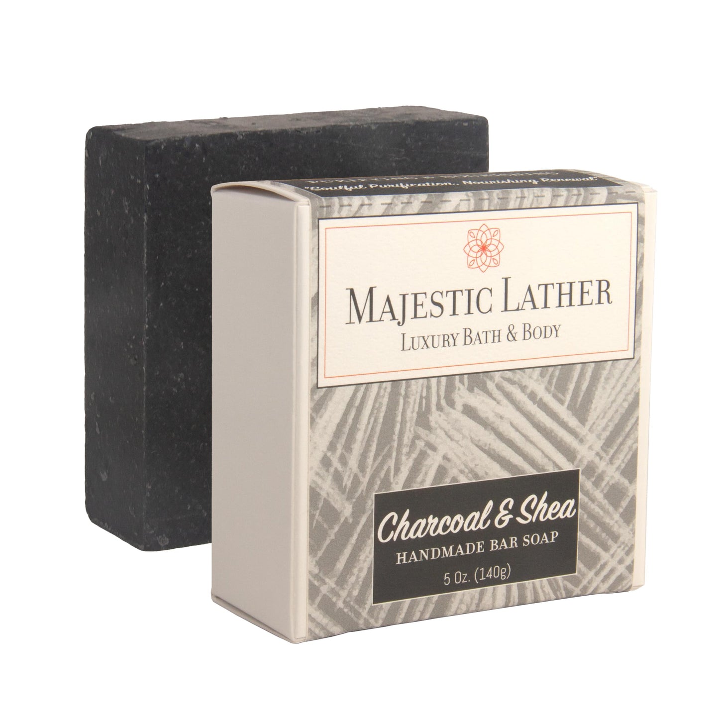 Majestic Lather Activated Charcoal & Shea Butter Luxury Bar Soap for Face, Body, Oily & Sensitive Skin, Eczema, Psoriasis and ACNE. Purifying