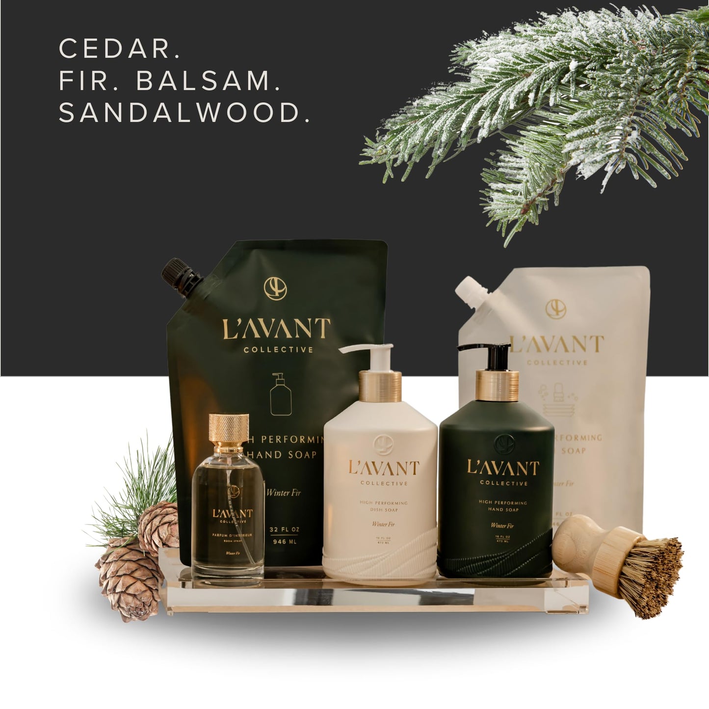 L'AVANT Collective Natural Luxury Hand Soap Refill | Plant-Based, Non-Toxic & Moisturizing, Refill for Glass Bottle, 32 Fl Oz | Winter Fir