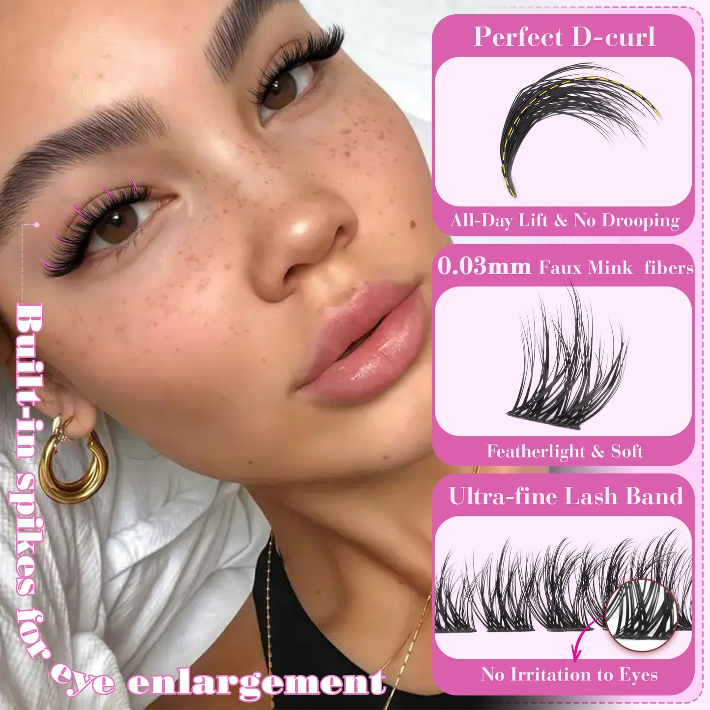 Fluffy Lash Clusters Manga Eyelash Clusters Wispy Volume Cluster Eyelash Extensions D Curl Lashes Clusters 12-18MM 5D DIY Cluster Lashes Beauty and Personal Care Pleell
