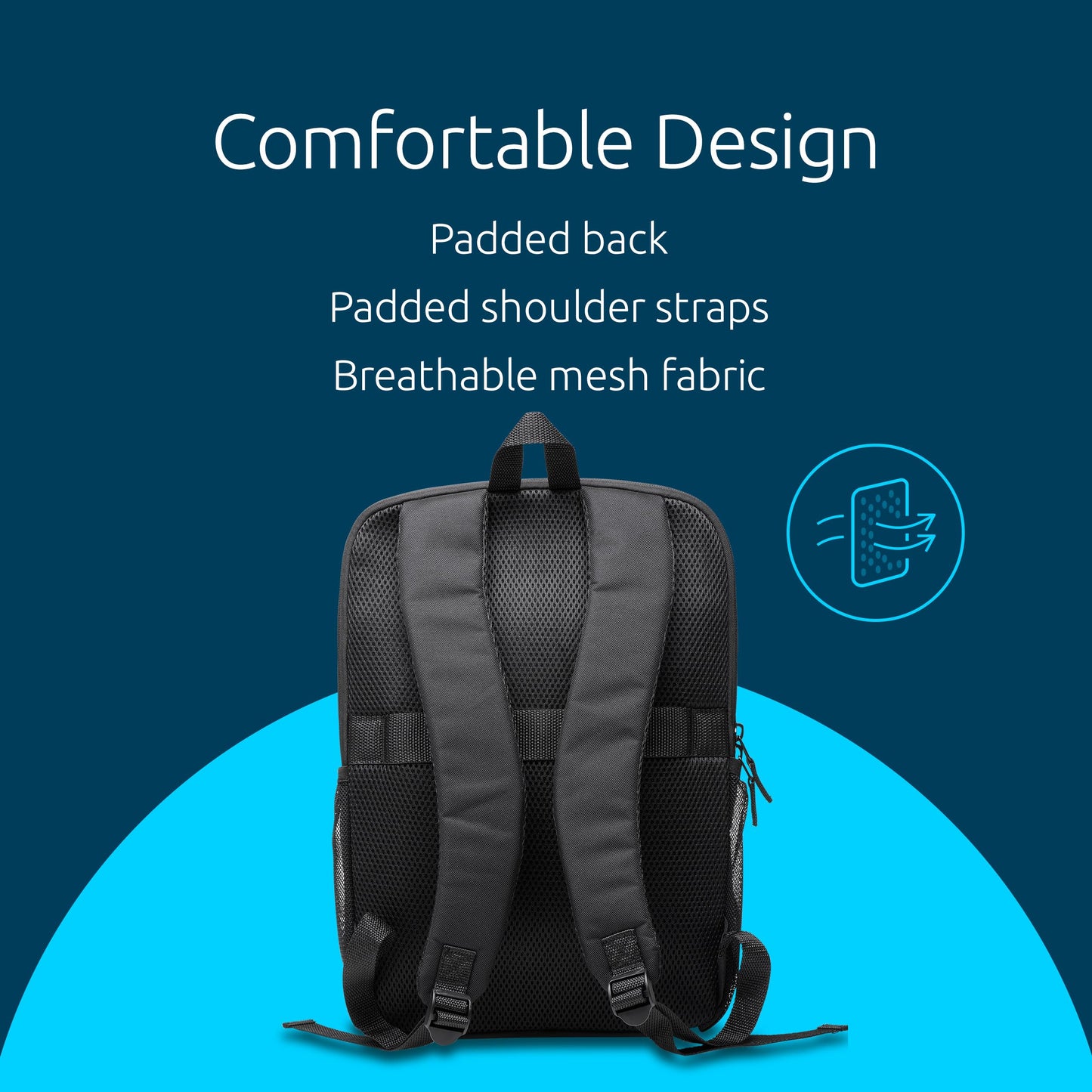 Kensington EQ Laptop Backpack 14”, Padded Shoulder Straps, Side Pocket (K60391WW), Black