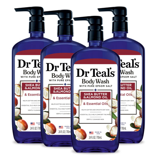 Dr Teal's Body Wash with Pure Epsom Salt, with Shea Butter & Almond Oil, 24 fl oz (Pack of 4) Beauty & Personal Care Dr Teal's