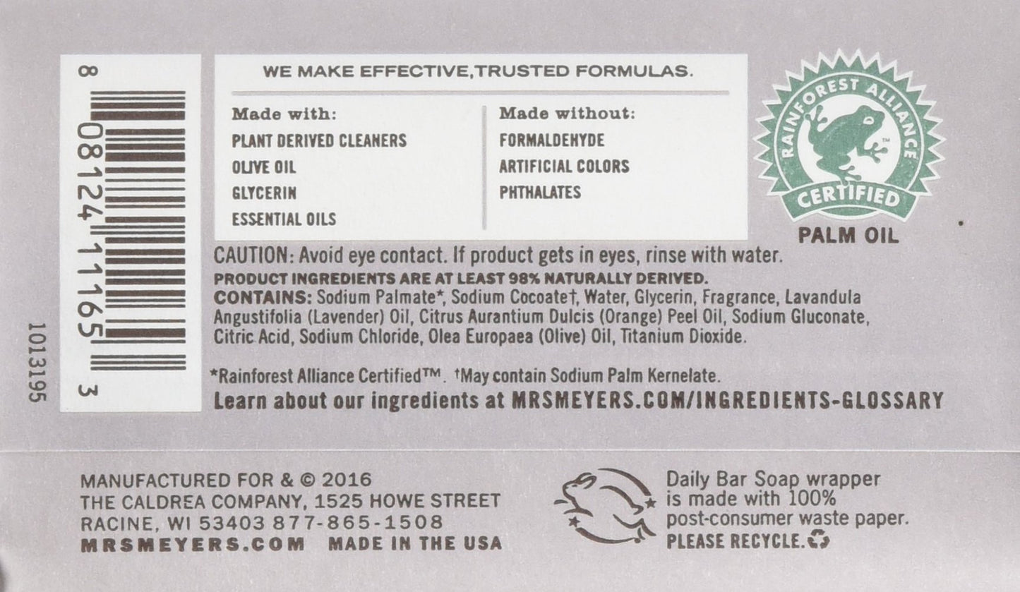 Mrs Meyers Bar Soap Hard 5.3oz Lavender Scent, 12 Count Beauty & Personal Care Mrs. MEYER'S