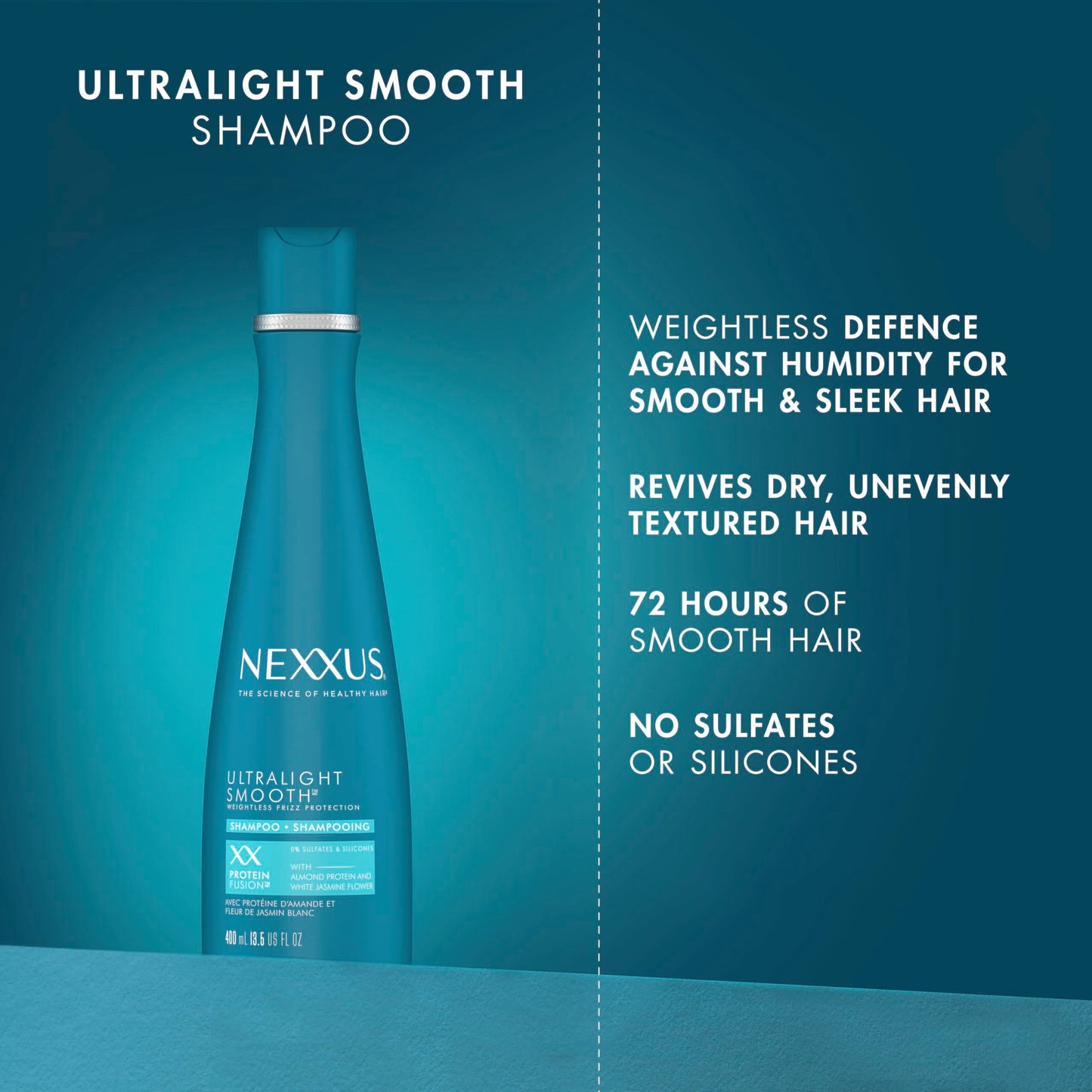 Nexxus Ultralight Smooth Shampoo for Dry and Frizzy Hair Weightless Smooth Hair Treatment to Block Out Frizz 13.5 fl oz