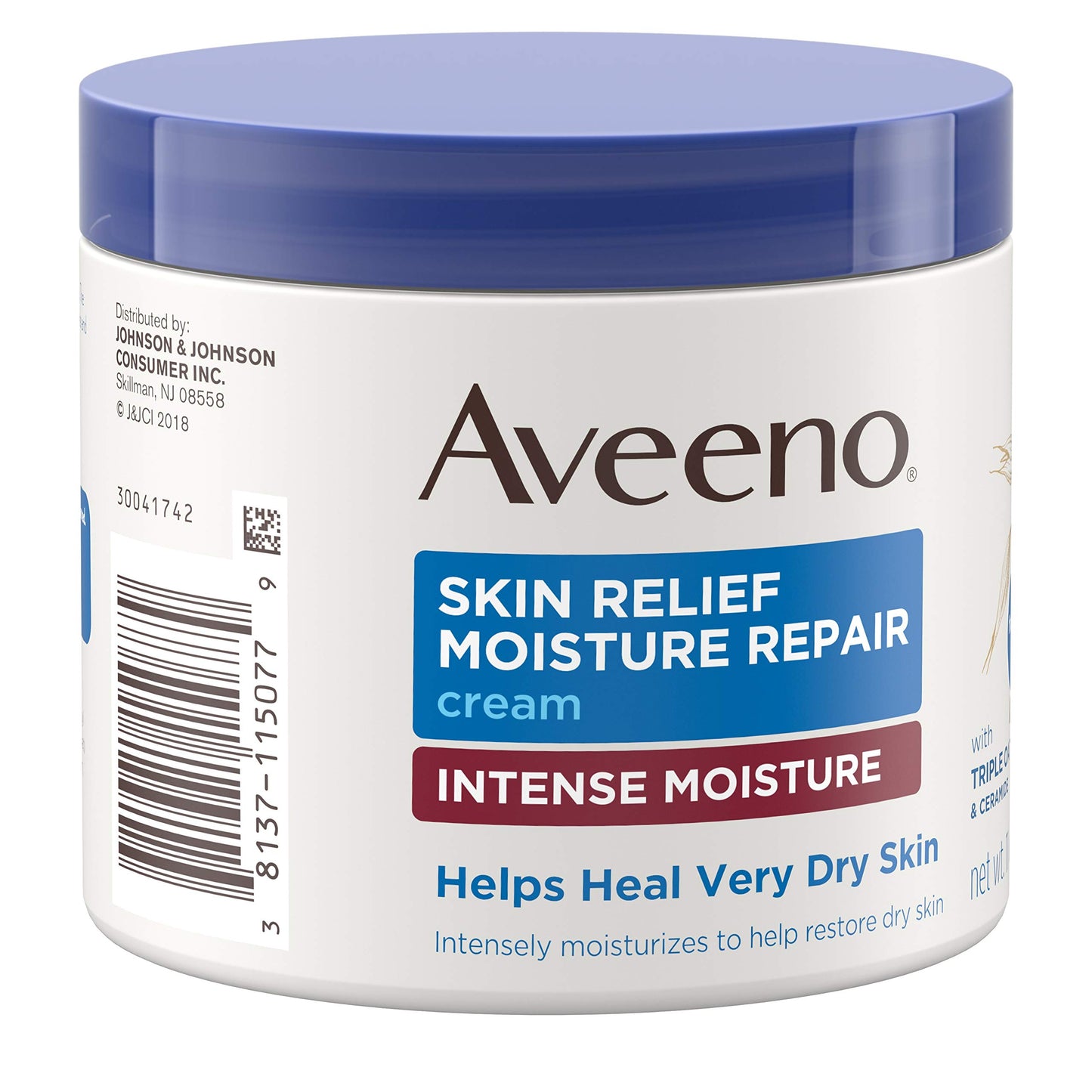 Aveeno Skin Relief Intense Moisture Repair Cream with Triple Oat Complex, Ceramide & Rich Emollients, Steroid- & Fragrance-Free Moisturizing Body