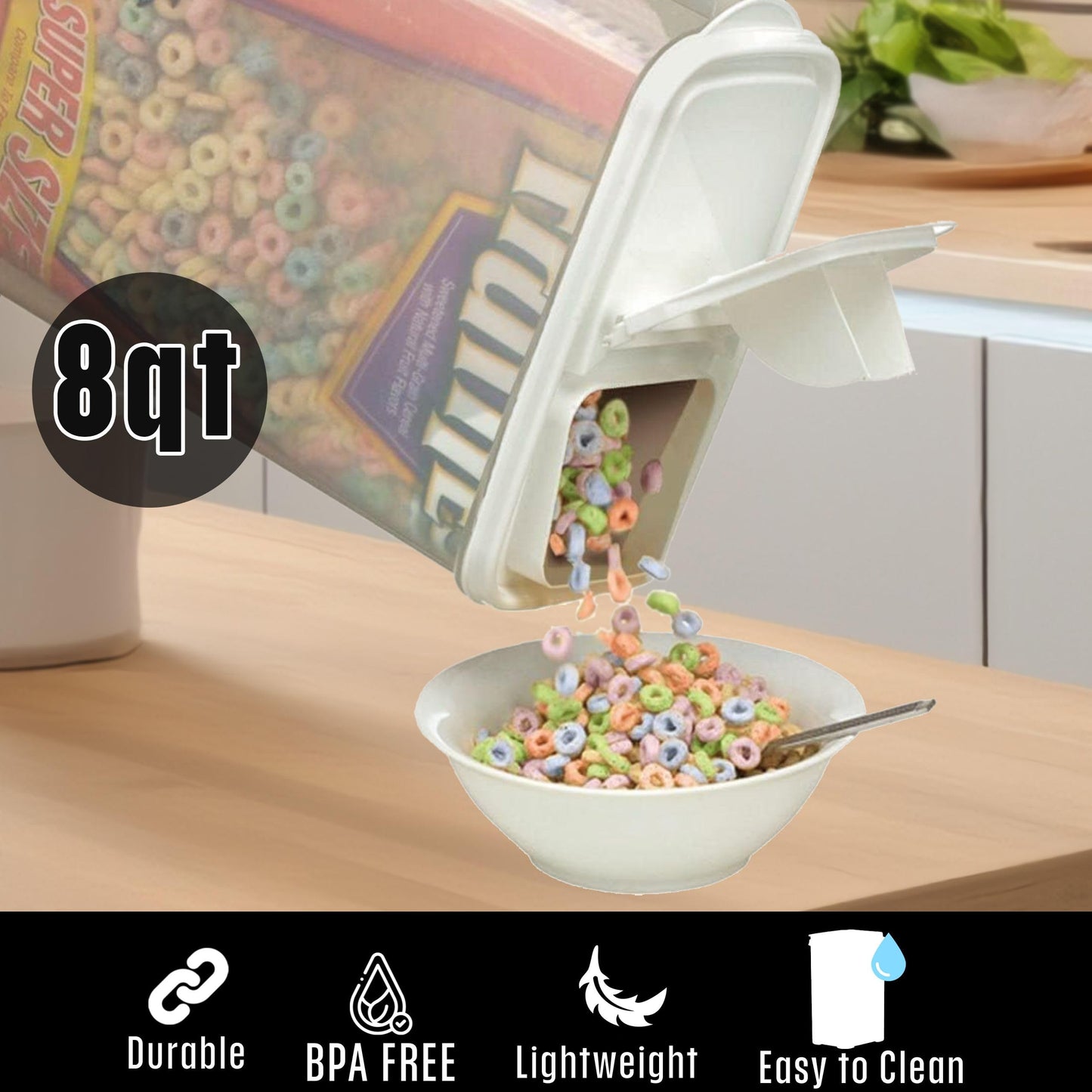 Buddeez Bulk Food Storage Container - 8 Quart All Purpose Clear & Large Pantry and Kitchen Organization and Storage - Cereal, Flour, Sugar, Rice…