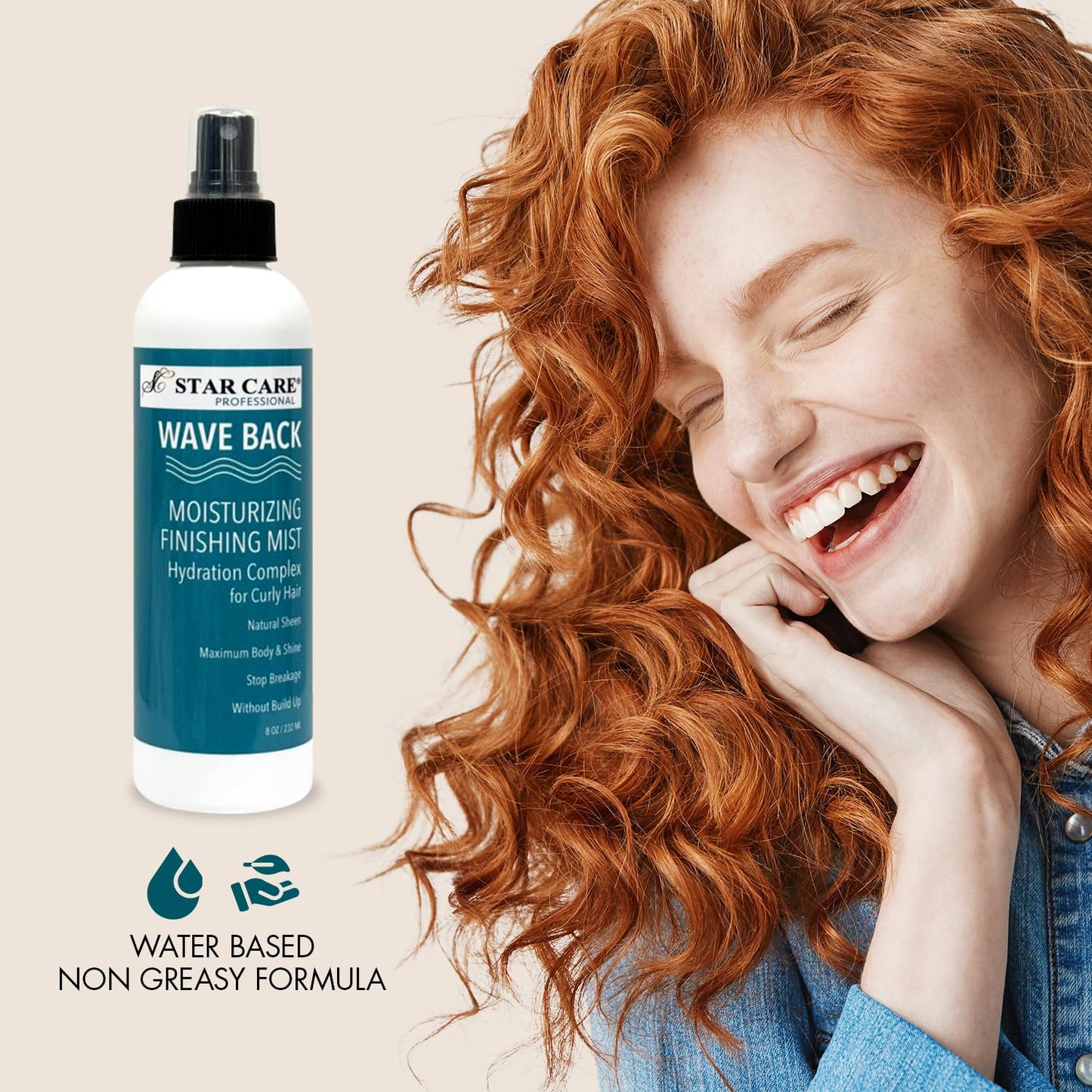 STAR CARE Wave Back Moisturizing Finishing Curl Enhancing Mist Lightweight Hydrating Finishing Spray for Curly & Wavy Hair Frizz Control & Shine