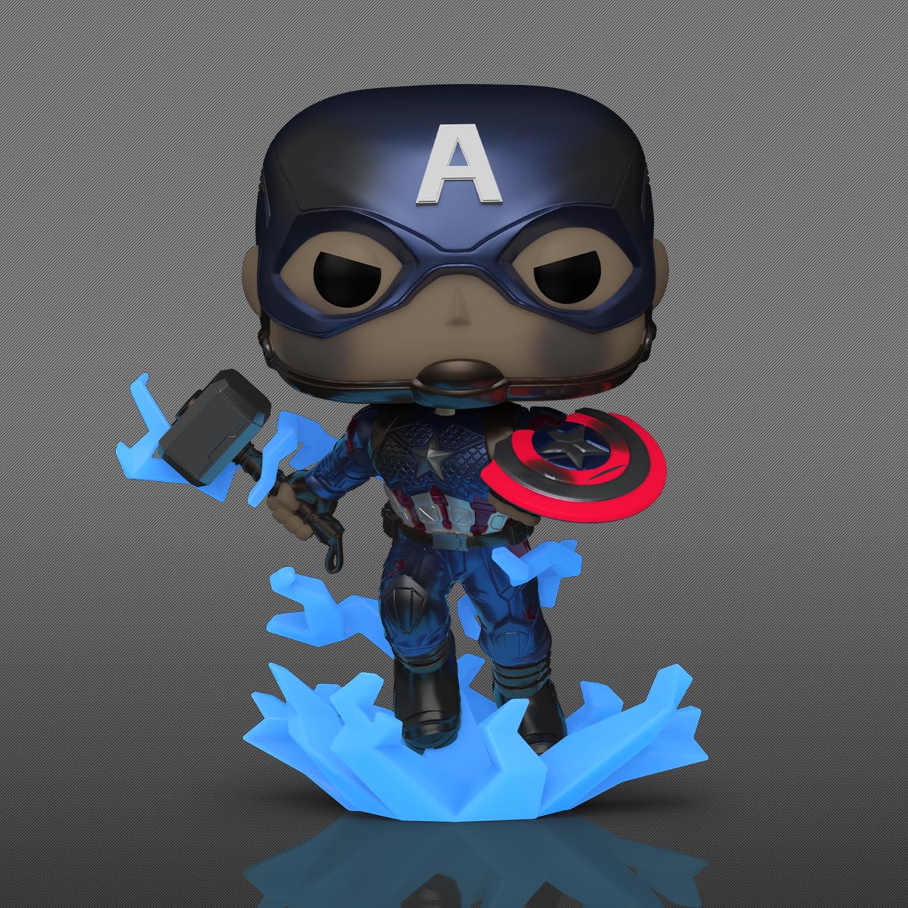 Funko POP! Marvel Avengers Endgame Captain America with Broken Shield & Mjolnir (Glow in The Dark & Metallic), Exclusive