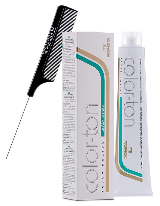 Tocco Magico Color-Ton Alle Erbe Permanent Hair Color Cream (w/Sleek Steel Pin Rat Tail Comb) Haircolor Dye Creme (2N / 2.0 Brown) Beauty & Personal Care Tocco Magico