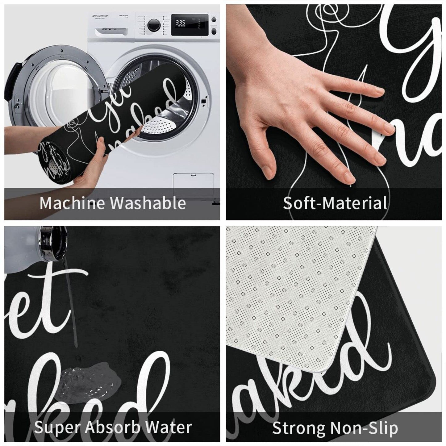 Annalice Get Naked Bath Mats Carpet 15.7' X 23.5 Inch Black Bathroom Rugs for Bathtub Funny Bathroom Decor Cute Plush Cozy Velvet Bathtub Mat Water…