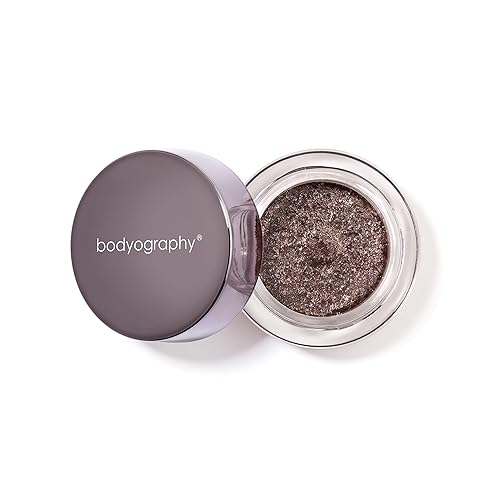 Bodyography Glitter Pigment Eye Shadow | Long Wear Shimmer Eyeshadow | Vegan, Talc & Paraben Free | Cream Powder Formula | Caviar (Smoky Brown) 1.5 g