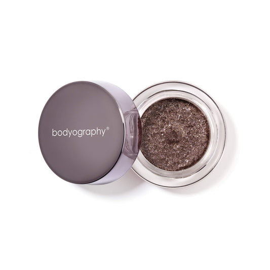 Bodyography Glitter Pigment Eye Shadow | Long Wear Shimmer Eyeshadow | Vegan, Talc & Paraben Free | Cream Powder Formula | Caviar (Smoky Brown) 1.5 g