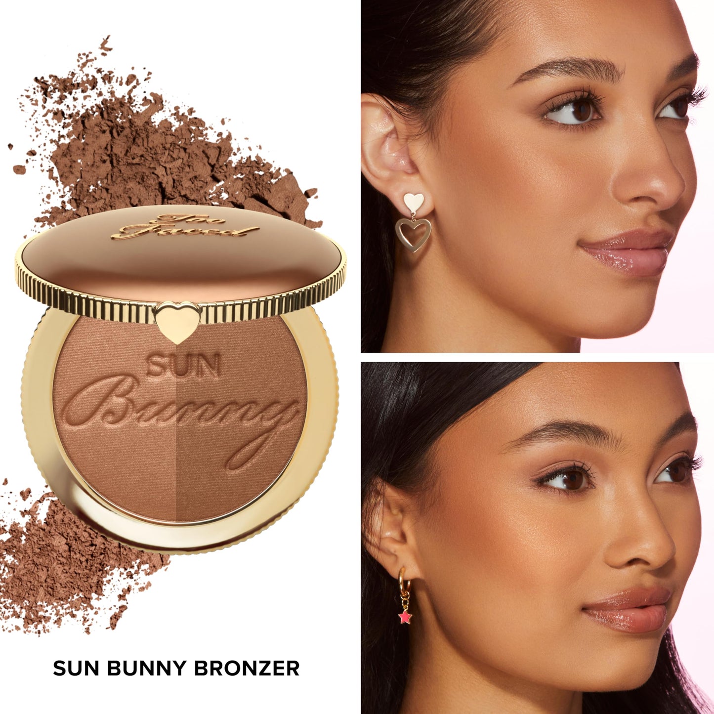 Too Faced Sun Bunny Bronzer | Buildable Highlighter + Bronzer Duo for Luminous Glow and Sun-Kissed Finish, 0.28 Ounce