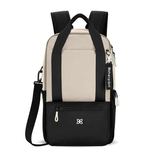 Sherpani Camden, Convertible Backpack, 3 in 1 Tote Bag, 18L Travel Backpack, Crossbody Bag for Women, Cross Body Purse, Travel Gifts, RFID Protection, Fits 13” Laptop (Con Leche)