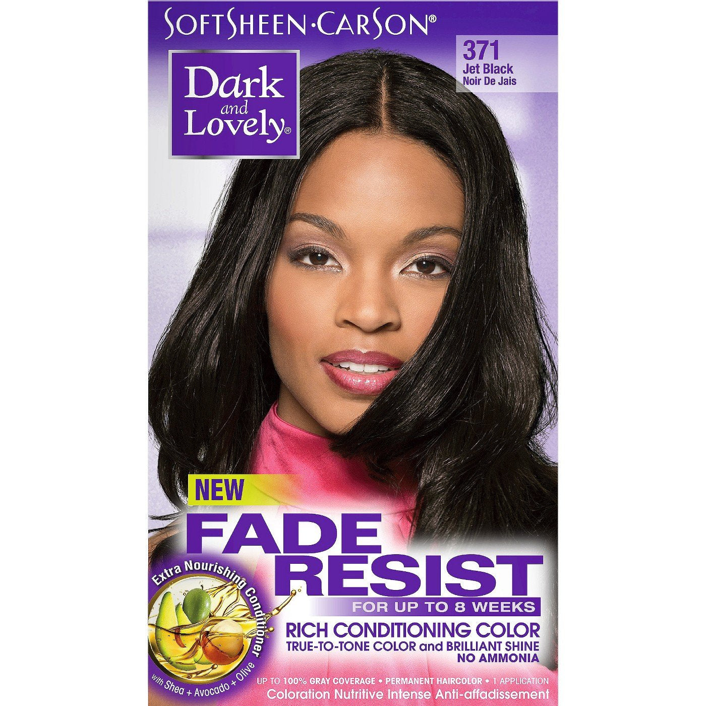 Softsheen Carson Dark And Lovely Permanent Hair Color, Jet Black, #371 Kit (Pack of 10)