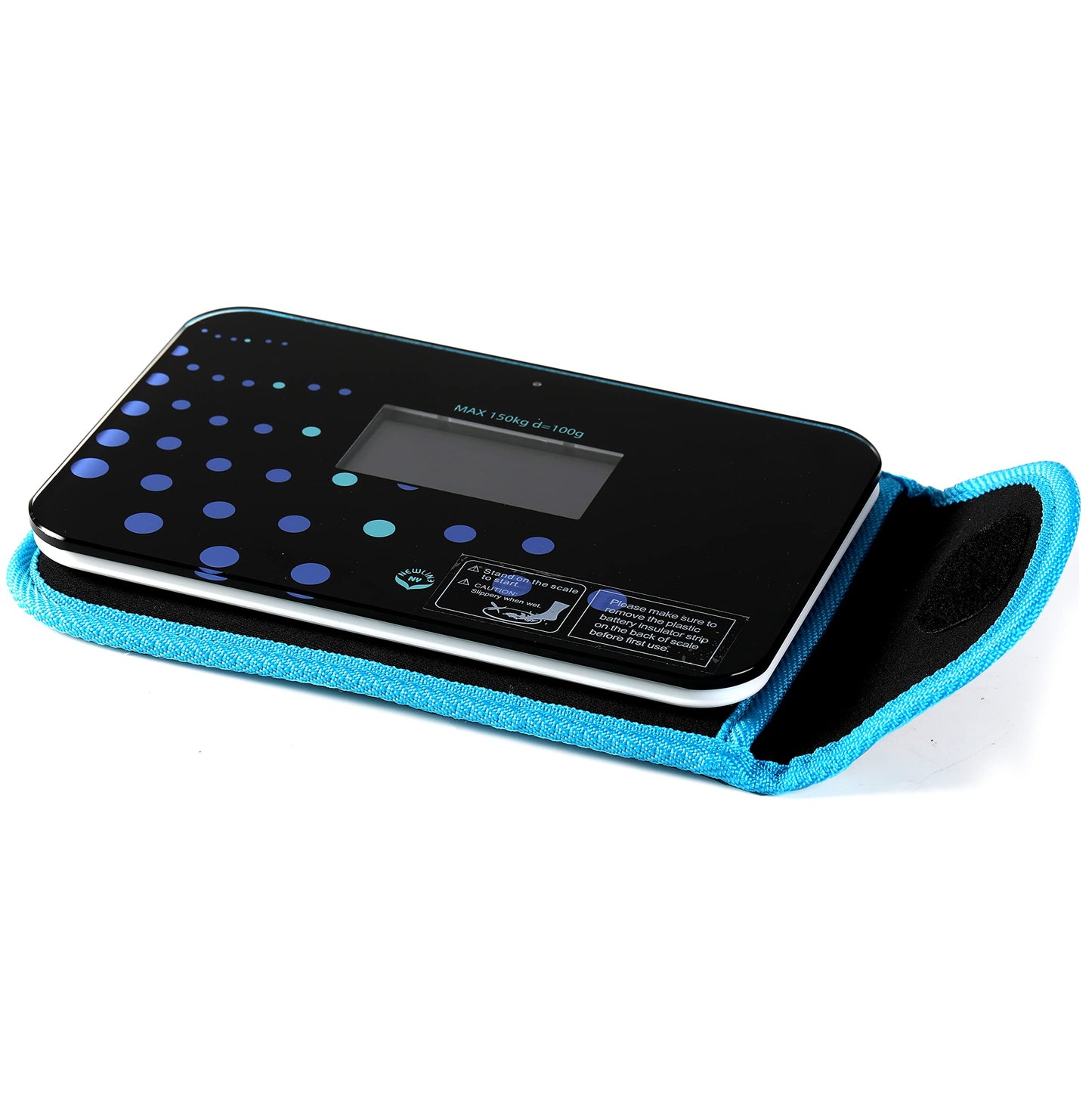 NewlineNY Step-on Super Mini Smallest Travel Bathroom Scale with Protection Sleeve: SBB0638SM-TW(Trendy Wave)+S002BU