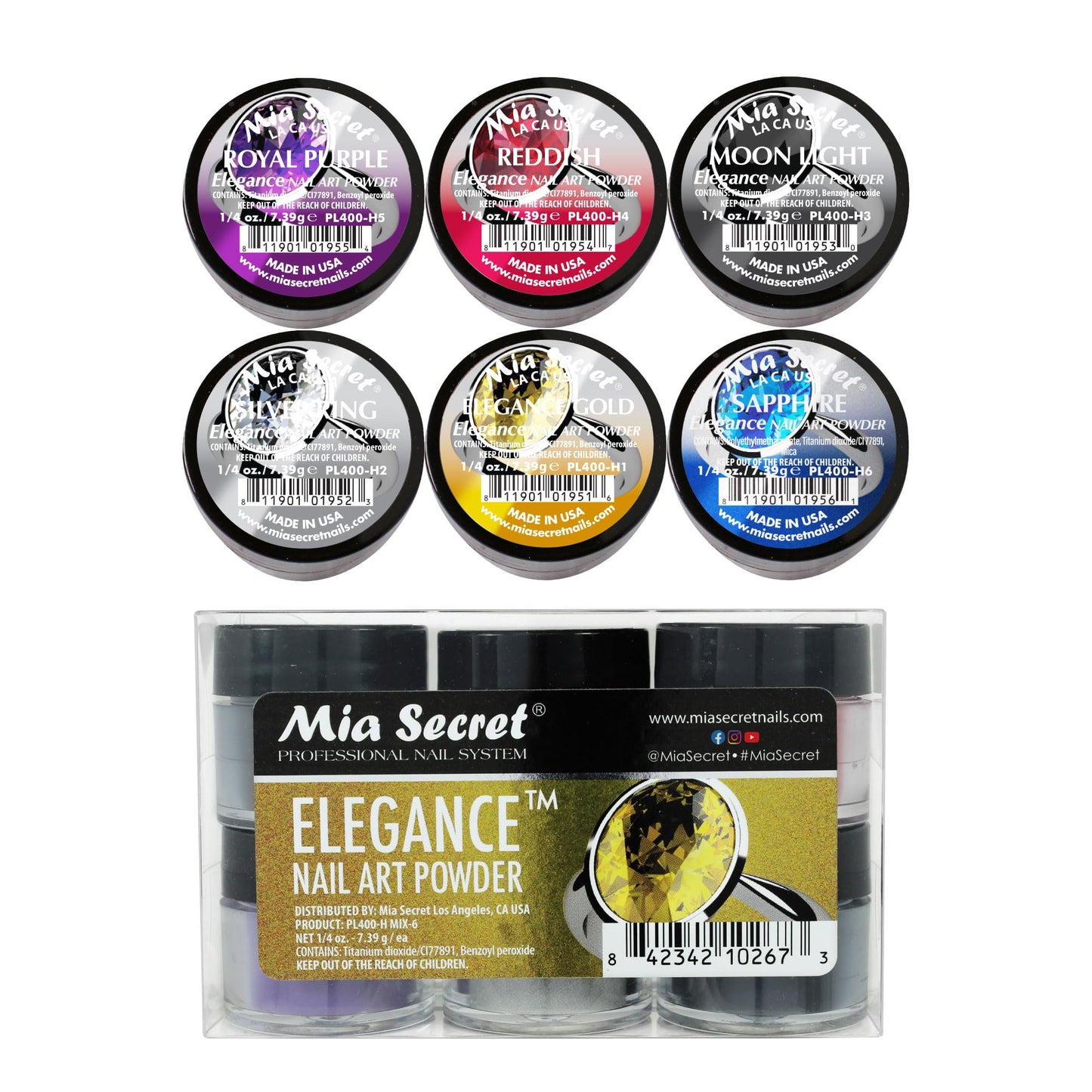 Elegance Nail Art Powder Collection(6PC) Beauty & Personal Care Mia Secret