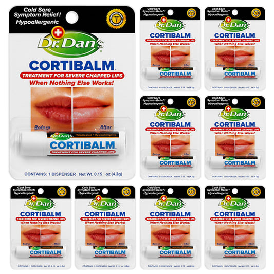 Dr. Dan's Cortibalm - 9 pack- for Dry Cracked Lips Healing Lip Balm for Severely Chapped Lips - Designed for Men, Women and Children Beauty and Personal Care Dr. Dan's