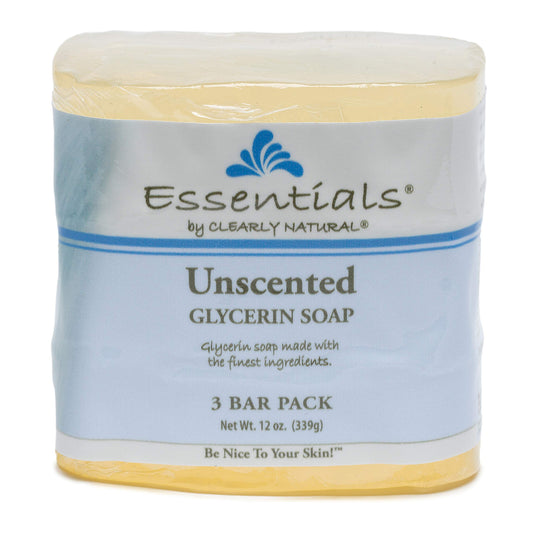 Clearly Natural Essentials Glycerin Bar Soap, Unscented, 4 Ounce, Pack of 3 (Packaging May Vary) Beauty & Personal Care Clearly Natural