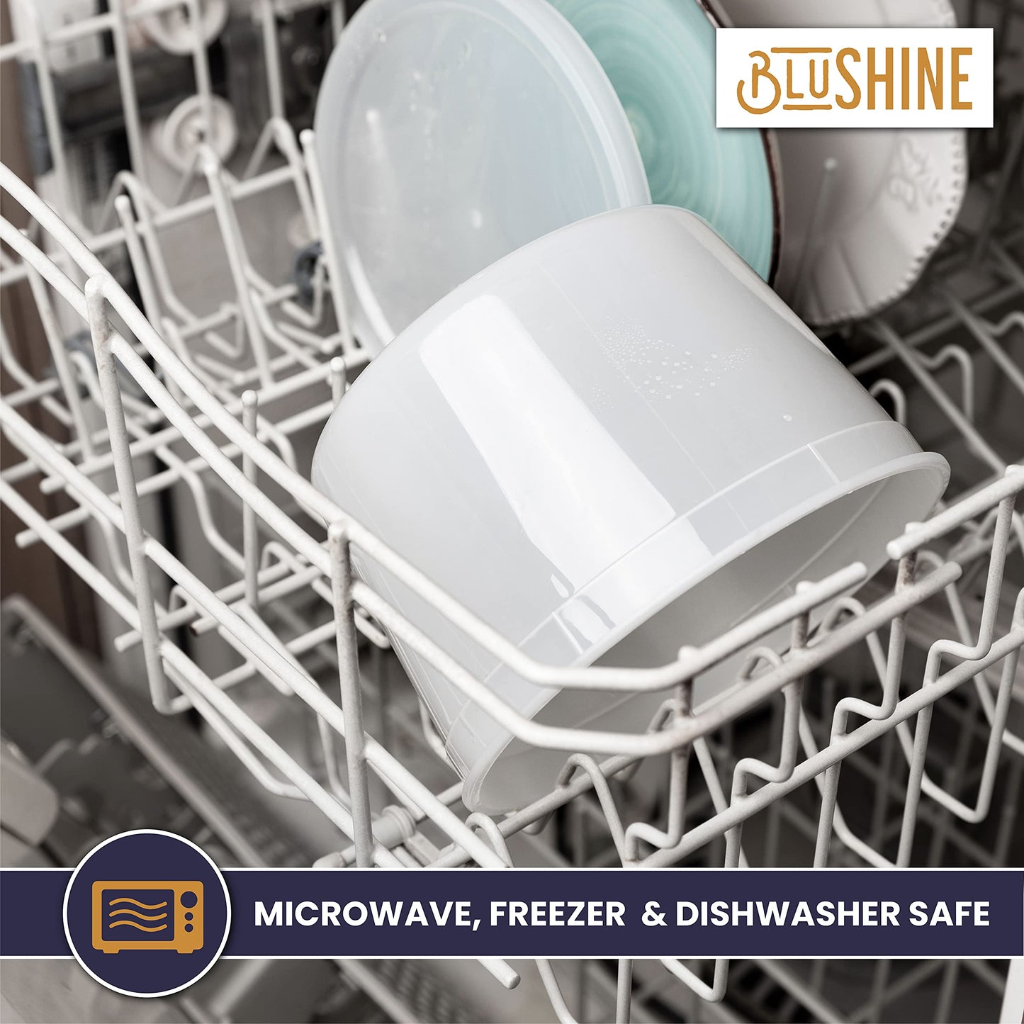 BluShine [12 Sets - 64 oz.] Plastic Deli Food Storage Containers with Airtight Leak Proof Lids - Washable And Reusable - Recyclable BPA-Free…