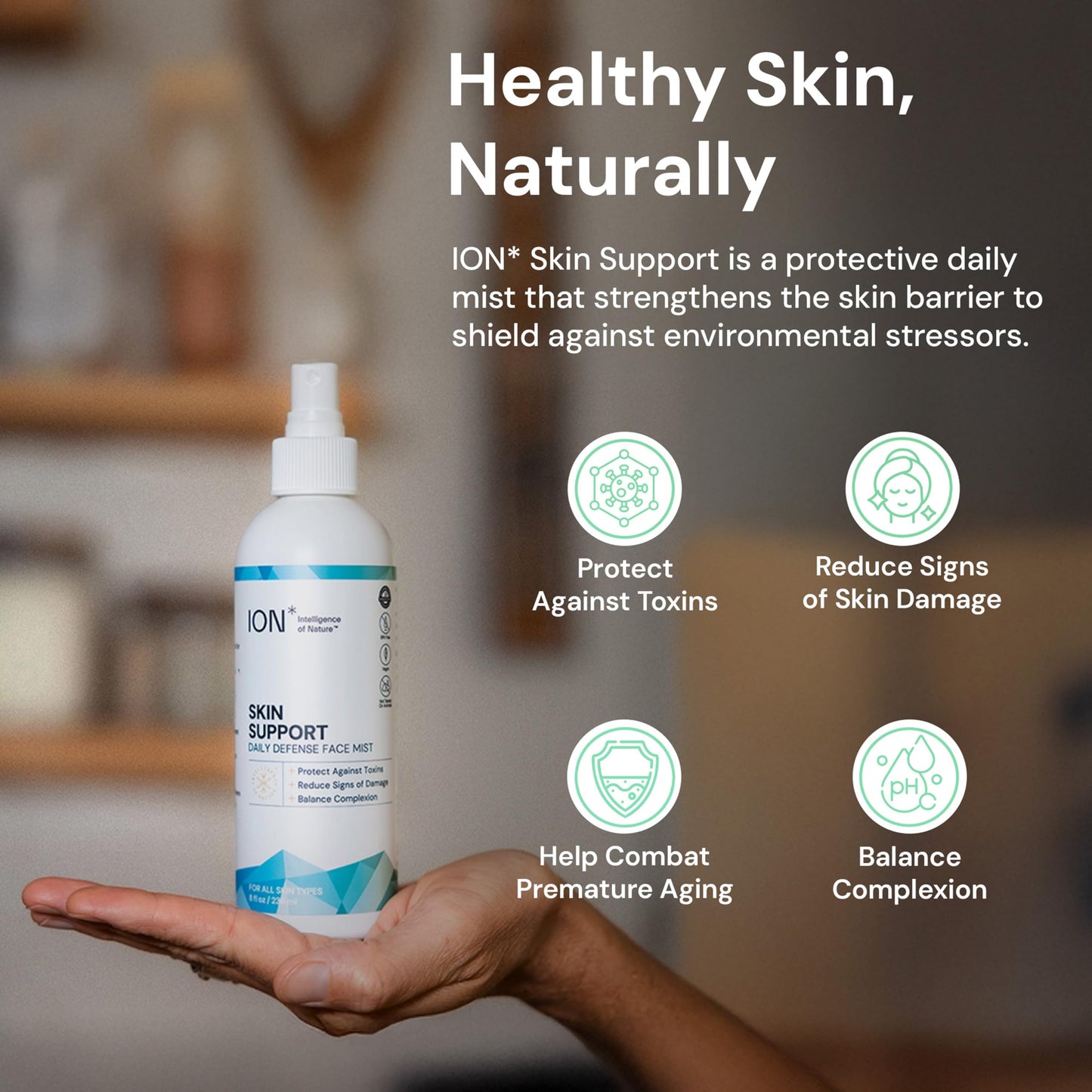ION* Intelligence of Nature Skin Support Face Mist Hydrating Spray - Refreshing Facial Mist Spray for Daily Use, Vegan Friendly Formula to Refresh